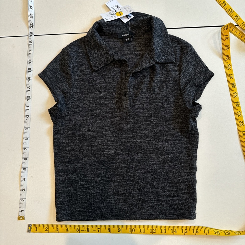 Nasty Gal Charcoal Button-Up Top